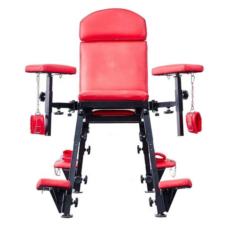 Chaise BDSM rouge pour jeux de domination