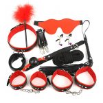 Kit de bondage soumission complet avec collier, laisse, menottes, et gag ball