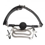 Gag ball avec pinces à tétons pour jeux BDSM