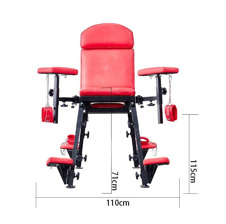 Chaise de contraintes rouge pour jeux BDSM